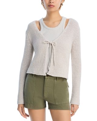 V Neck Tie Front Cardigan 