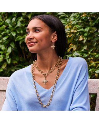 Monique Mother Of Pearl Swirl Drop Earrings in 18K Gold Plated