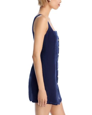 Square Neck Button Front Mini Dress