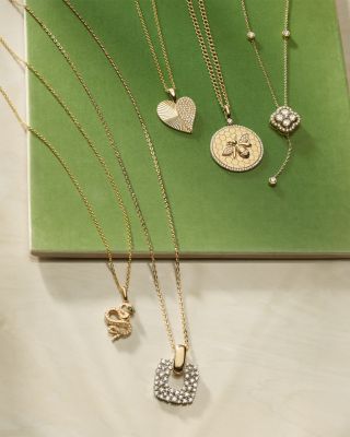 Diamond Bumble Bee Disc Pendant Necklace in 14K Yellow Gold, 0.25 tcw 