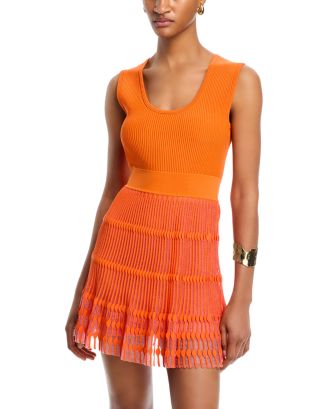 sheer knit mini dress Women's Chiara Mini Dress in Sheer Knit Red, XXL , Sheer , Scoop Neckline red