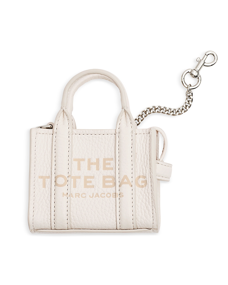 Shop Marc Jacobs The Nano Tote Bag Charm In Cotton/silver