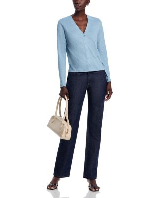 Stretch Linen V Neck Cardigan