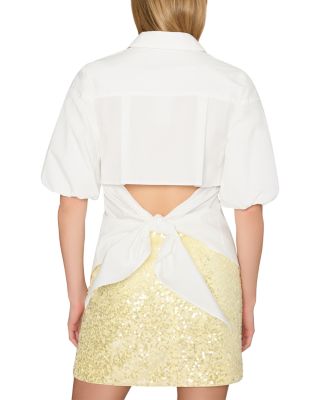 Cutout Tie Back Button Front Shirt