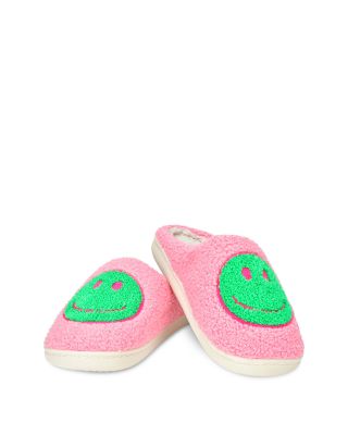Girls' Pink & Green Happy Slippers - Little Kid, Big Kid
