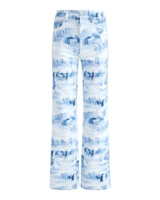  Weezy Printed High Rise Wide Leg Jeans in Chateau