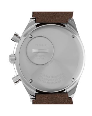 Q Timex Chronograph Leather Strap Watch, 40mm