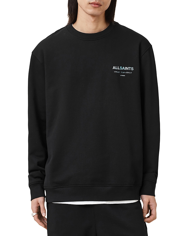 Allsaints Organic Cotton Underground Sweatshirt In Jet Black/blue