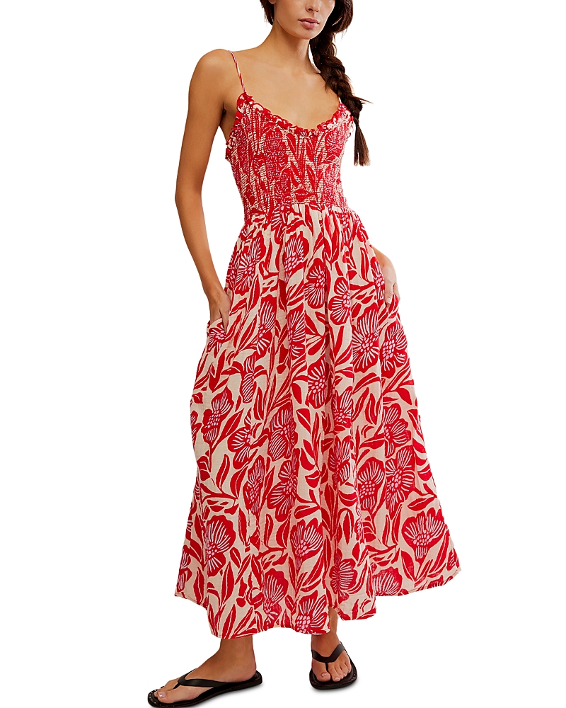 Free People Sweet Nothings Floral Print Sleeveless Maxi Sundress In Gardenia Combo