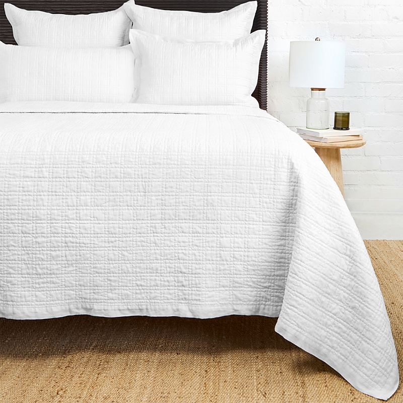 Pom Pom At Home Owen Linen/cotton Quilted Coverlet, Full/queen In White