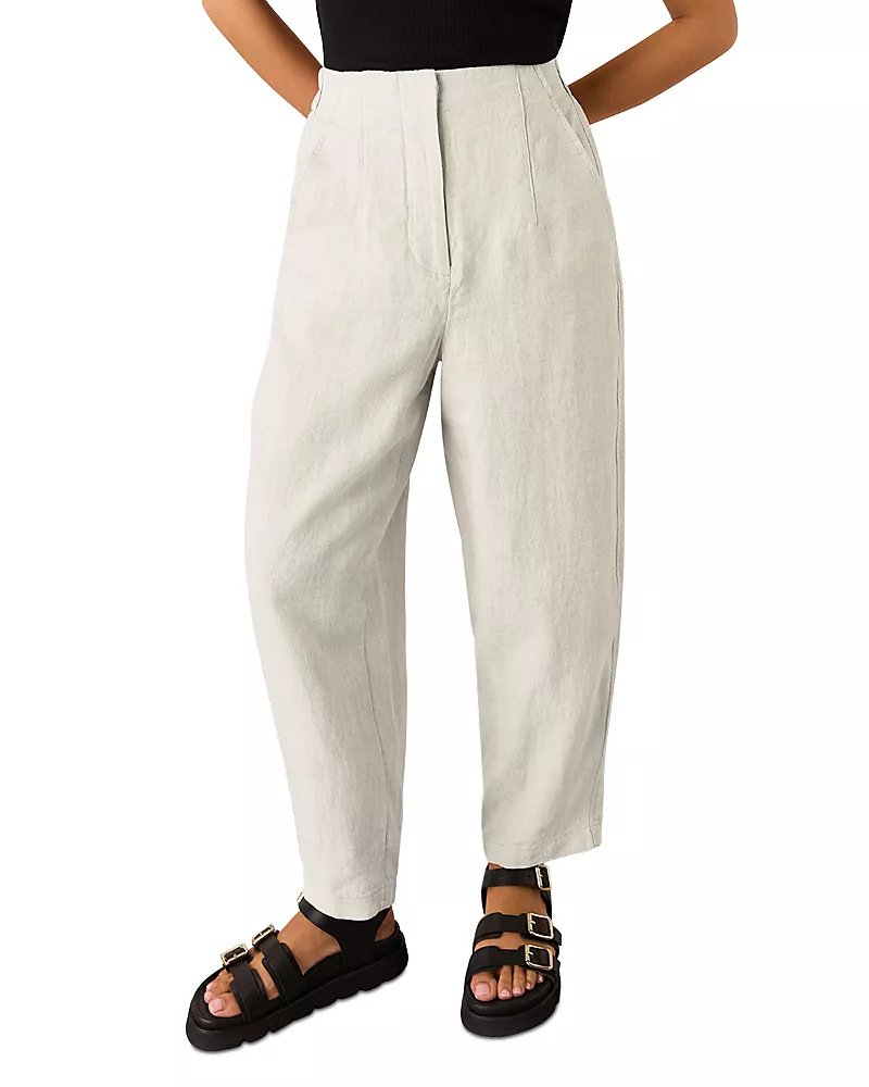 Whistles Petites Authentic High Rise Barrel Leg Jeans in Oatmeal