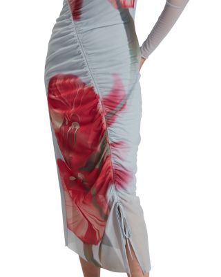 Boxnine Mesh Gathered Detail Midi Dress