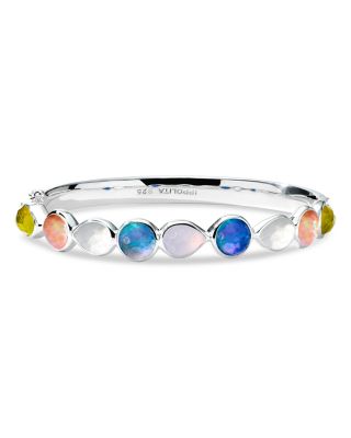 Ippolita Sterling Silver 925 Lollipop Multi Stone Wildflower Hinge Bangle Bracelet
