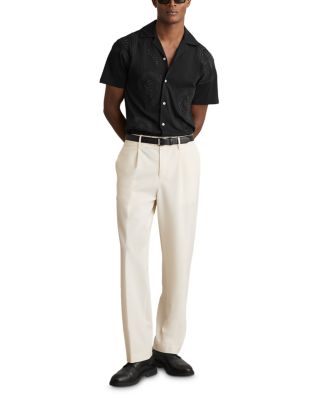 Short Sleeve Embroidered Paisley Camp Shirt