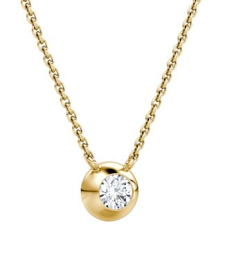 Petite Dome Solitaire Necklace in 14K Gold, 0.25ctw Round Brilliant Lab Created Diamond