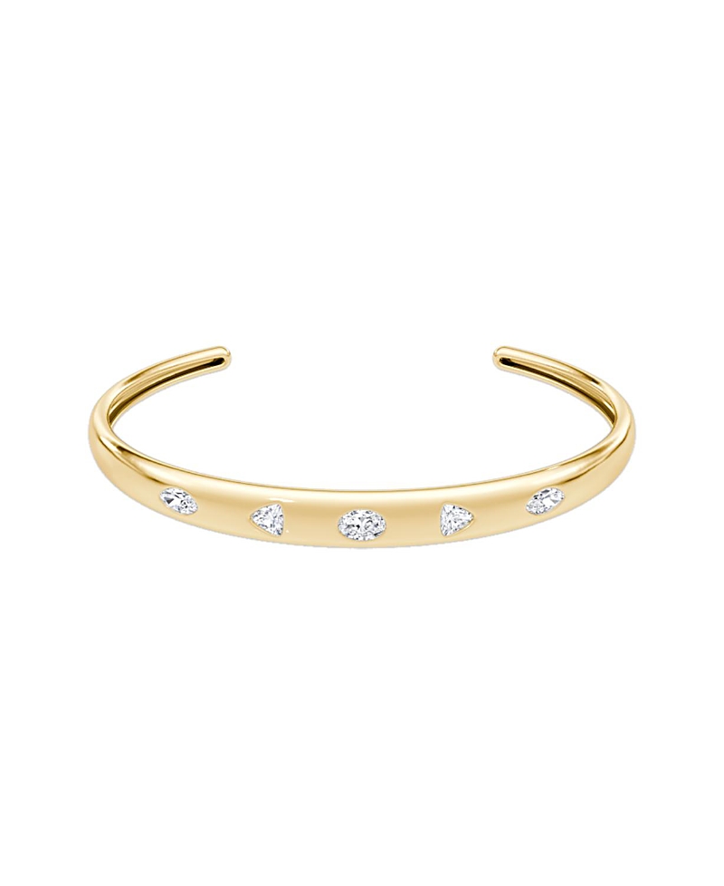 Vrai Petite Slim Bangle In 14k Gold, 0.95ctw Oval & Trillion & Marquise Lab Created Diamonds In Gold