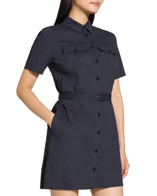 Linen Blend Military Mini Dress