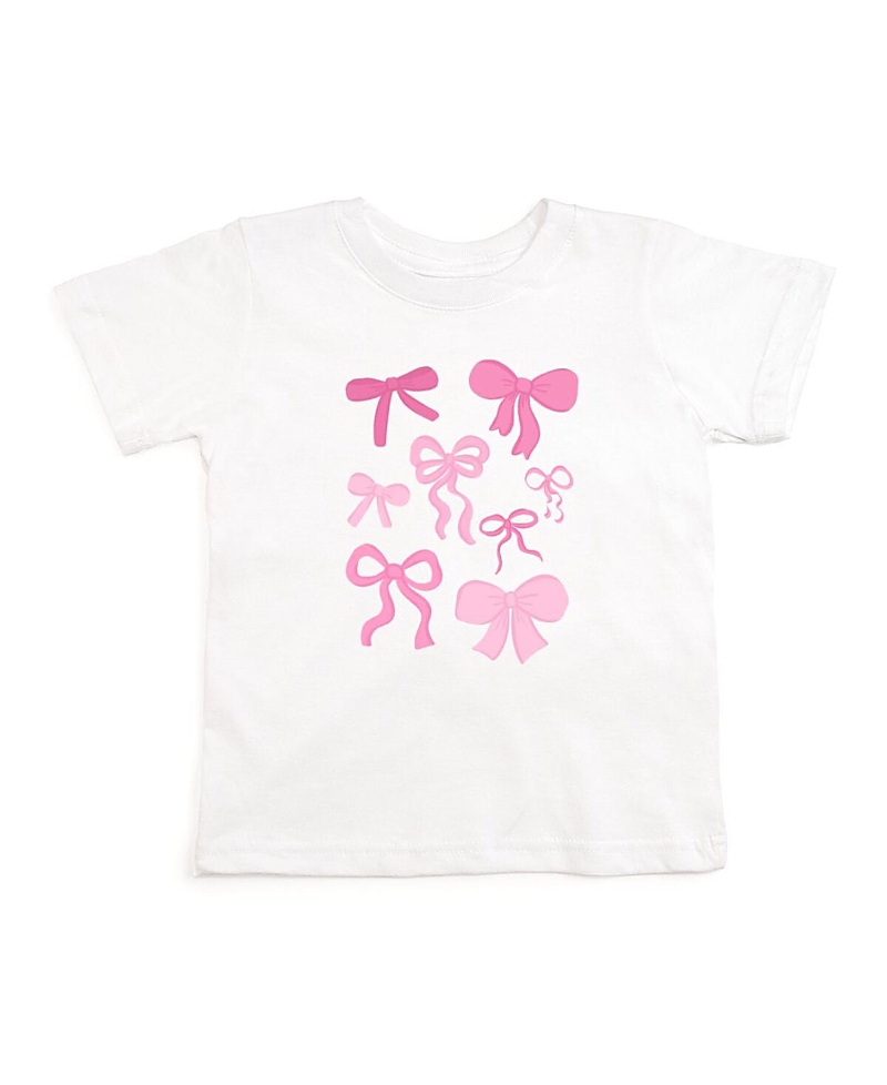 Sweet Wink Bow Doodle Short Sleeve T-shirt In White