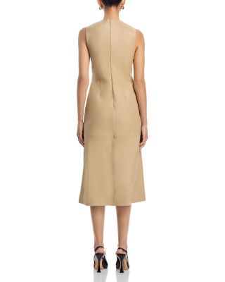 Syesha Leather Surplice Midi Dress