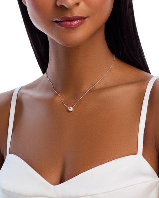 Diamond Certified Solitaire Pendant Necklace in 14K White Gold, 1.0 tcw