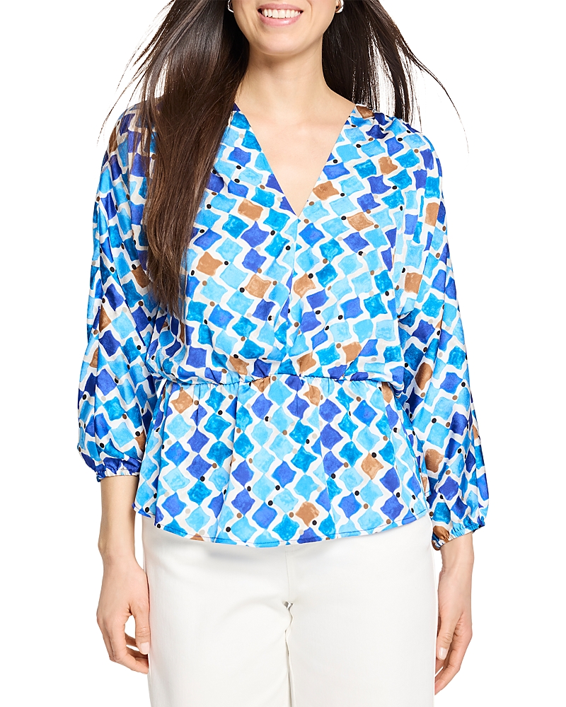 Nic + Zoe Mosaic Sofia Top In Blue Multi In Blue Multi
