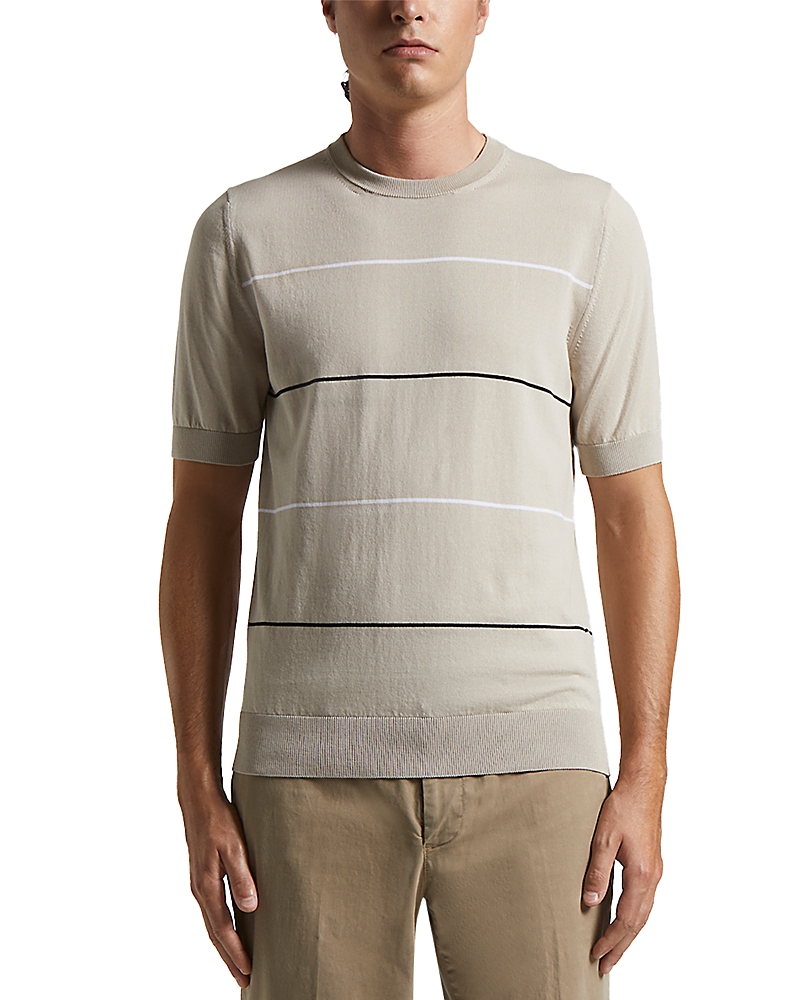 Peserico Short Sleeve Striped Tee In Dunes