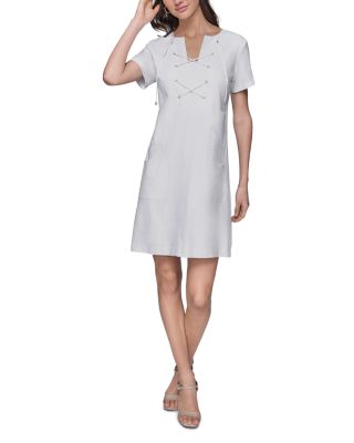 Linen Blend A Line Dress