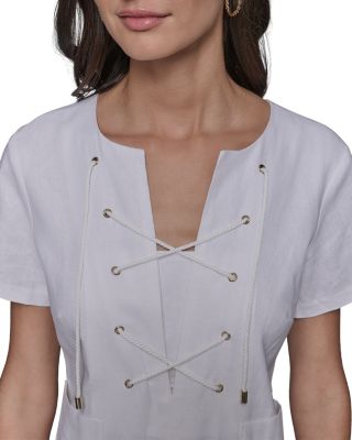 Linen Blend A Line Dress