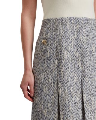 Vulpam Boucle Knit Bodice Mini Dress