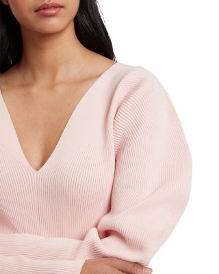 Amelyaa Ribbed Sculpted Sleeve Sweater