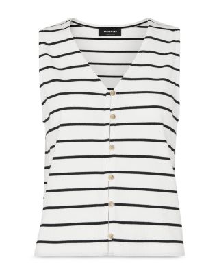 Striped Button Front Tank Top