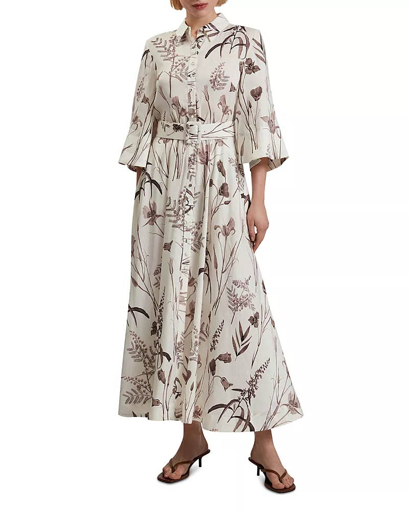 Ted Baker Luwisa Linen Silk Pleated Midi Dress