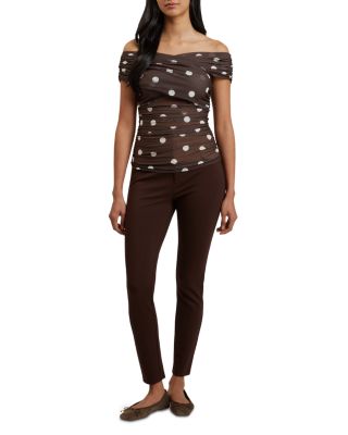 Zaamo Cross Over Neck Printed Mesh Top