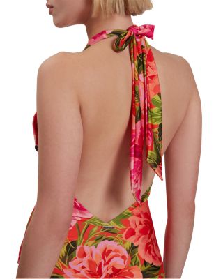 Abygal Twist Detail Plunge Halter Neck One Piece Swimsuit