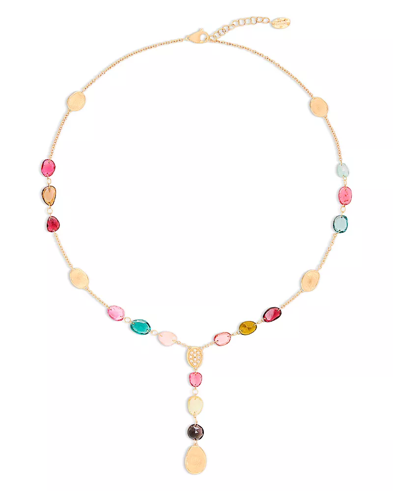 Marco Bicego 18K Yellow Gold Lunaria Tourmaline Multicolor Tourmaline & Diamond Lariat Necklace, 16.5