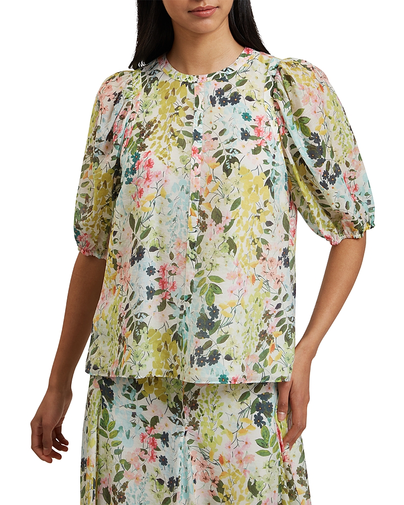 Ted Baker Micha Puffed Sleeve Top In Ivory