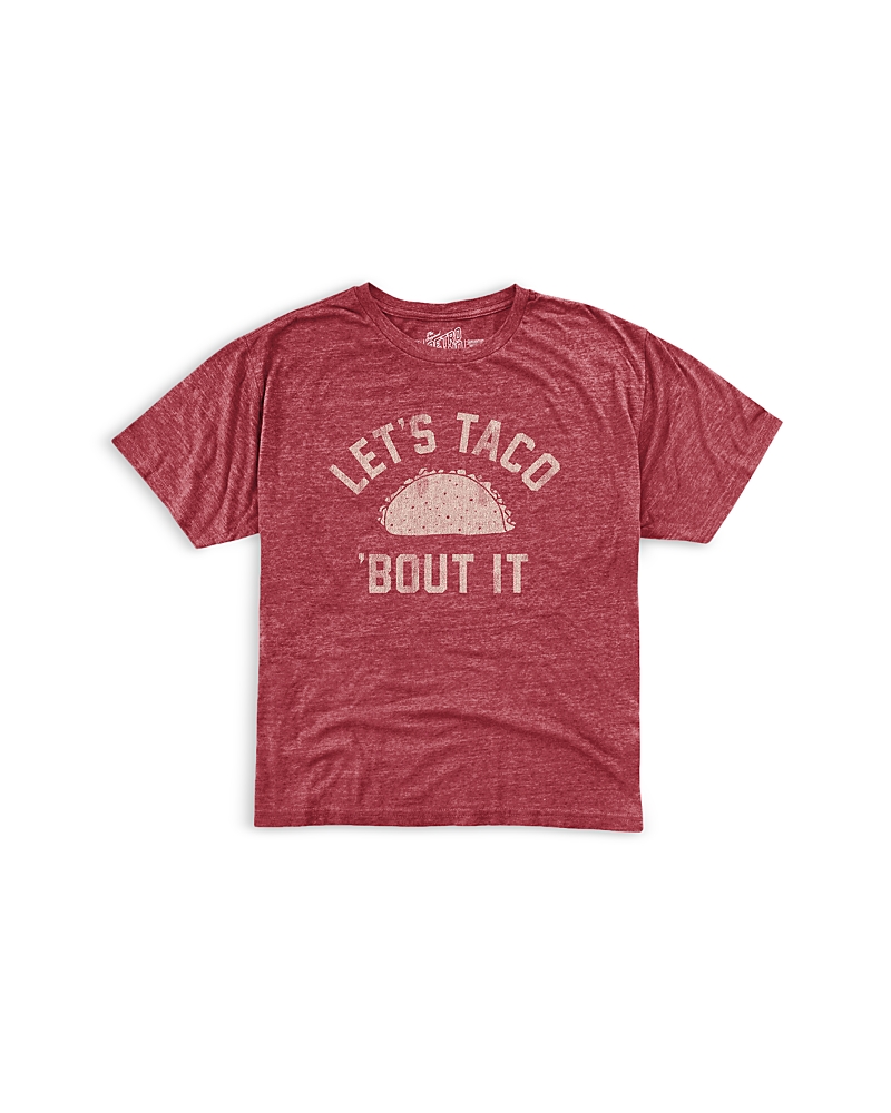 Retro Brand Boys' Triblend Crewneck Taco Tee - Little Kid In Streaky Deep Red