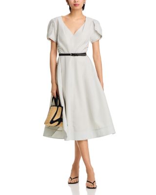 Soft Tulip Sleeve V Neck Dress