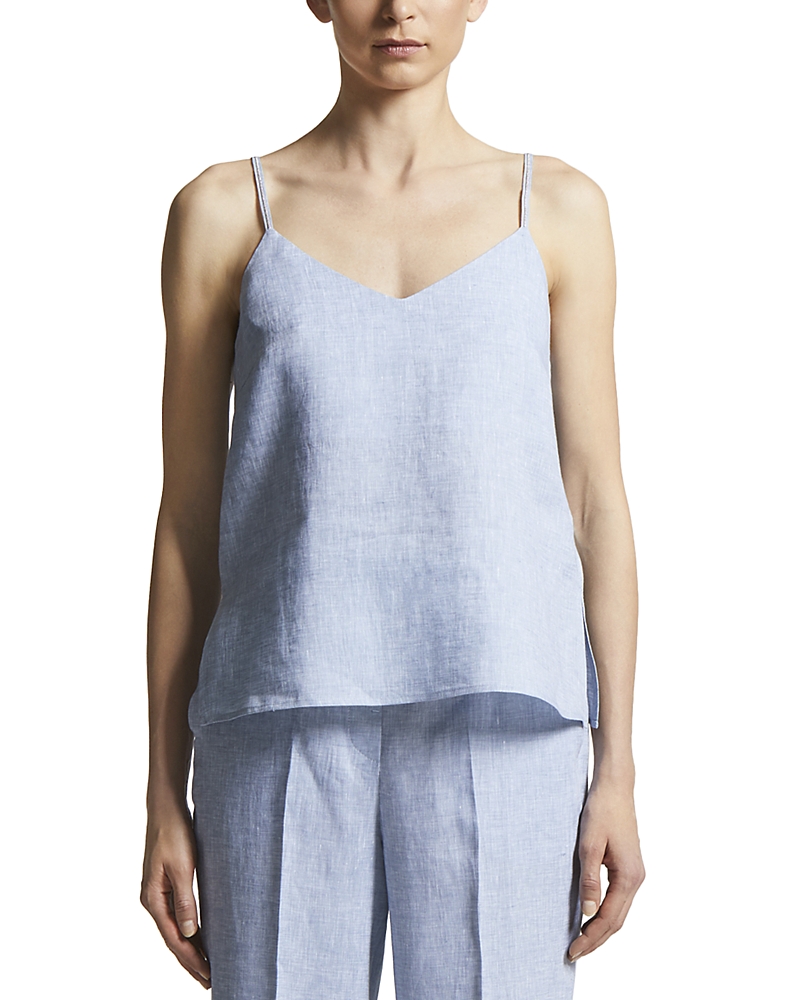 Shop Peserico Flax Linen V Neck Camisole In Sunrise Blue