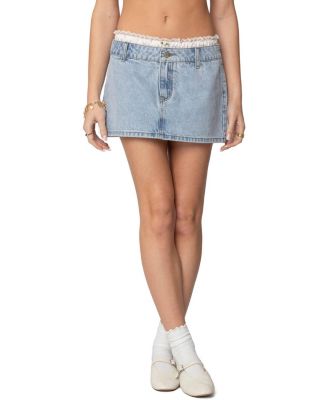 Floral Peekaboo Denim Mini Skirt