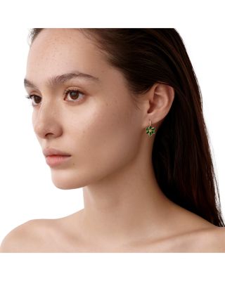18K Yellow Gold FJ Tsavorite & Diamond Fiori Flower Drop Earrings