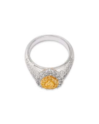 Yellow & White Diamond Pear Halo Ring in 18K Yellow & White Gold, 1.22 tcw