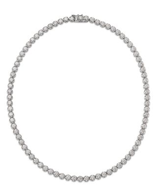 Bloomingdale's Fine Collection - Certified Diamond Crown Set Tennis Necklace in 14K White Gold, 16.0 tcw