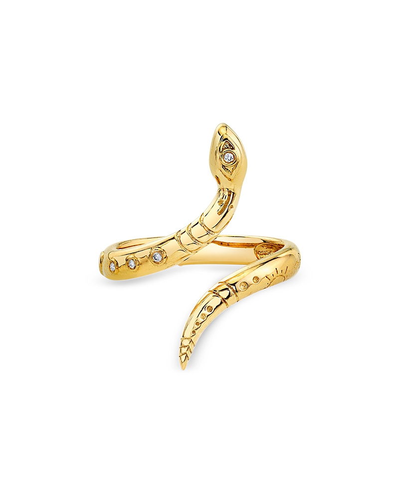 Sydney Evan 14k Yellow Gold Diamond Snake Wrap Ring In Gold