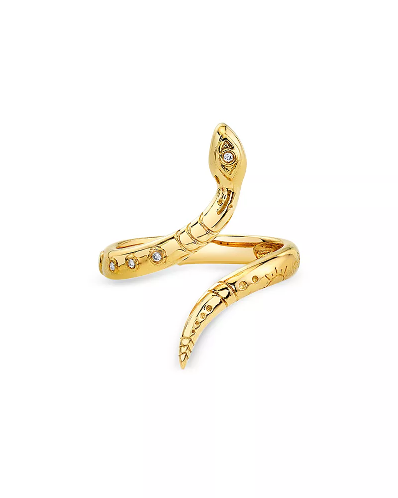 Sydney Evan 14K Yellow Gold Diamond Snake Wrap Ring