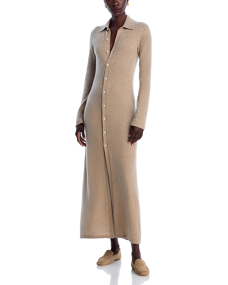 Guest In Residence Showtime Cashmere Midi Shirt Dress In Brown