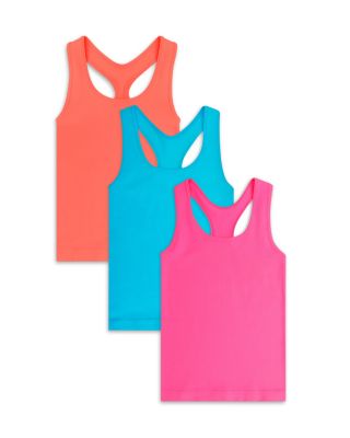 Girls' Cropped Ribbed Racerback Tank Top Bundle, Pack of 3 - Little Kid, Big Kid