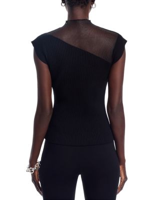 Mesh Inset Ribbed Sweater