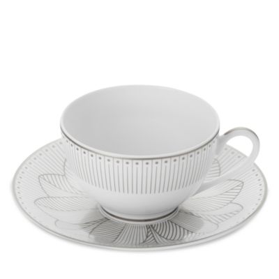 Malmaison Impriale Platinum Teacups and Saucers, Service for 2
