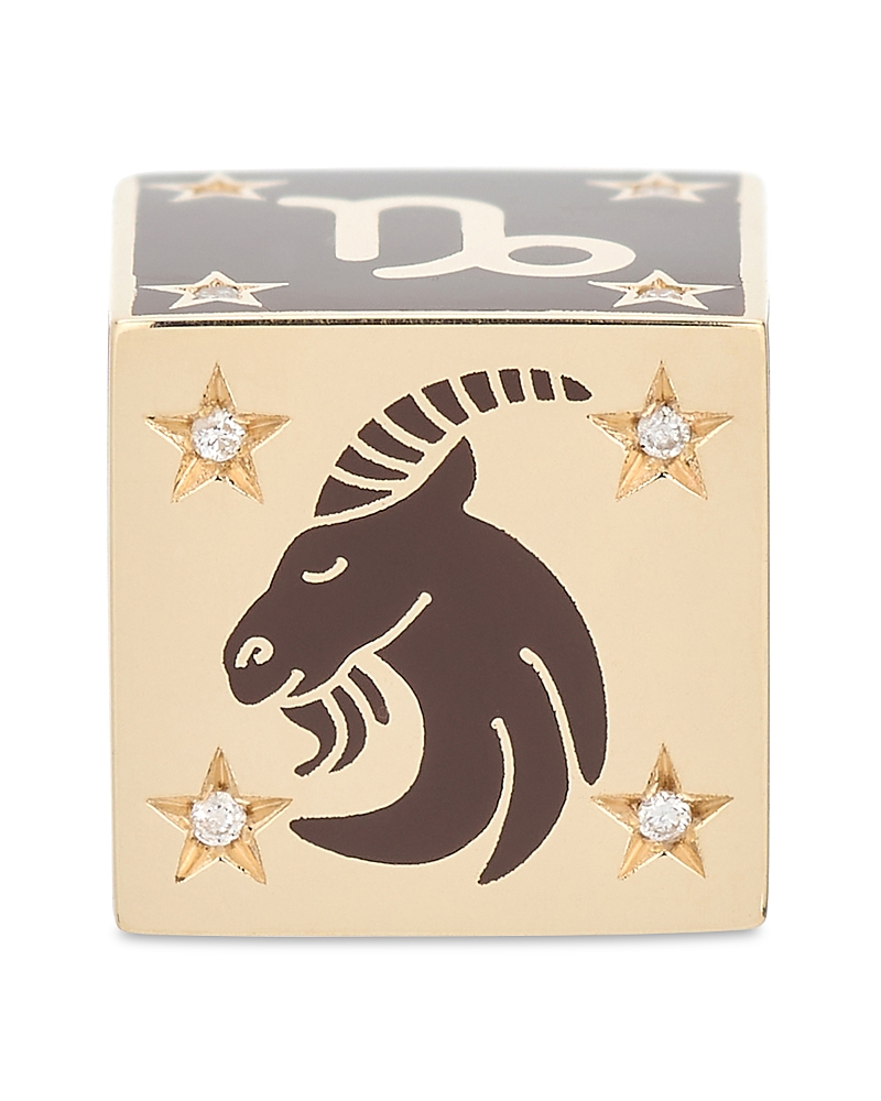 ADINA REYTER 9K CAPRICORN ZODIAC DIAMOND & CERAMIC BLOCK BIG BEAD